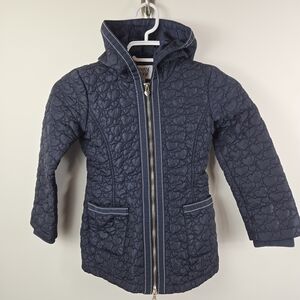 Armani Junior Girls Navy Blue Heart Quilted Hooded Light Jacket 6A